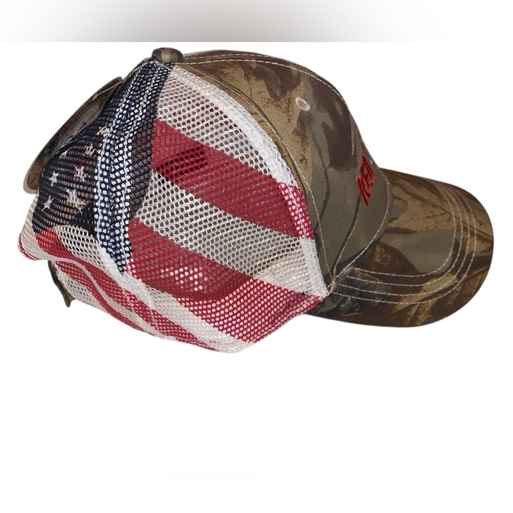 REALTREE“Red Classic” Adult Camo Baseball Cap with Mesh American Flag Back NWT - Picture 5 of 7